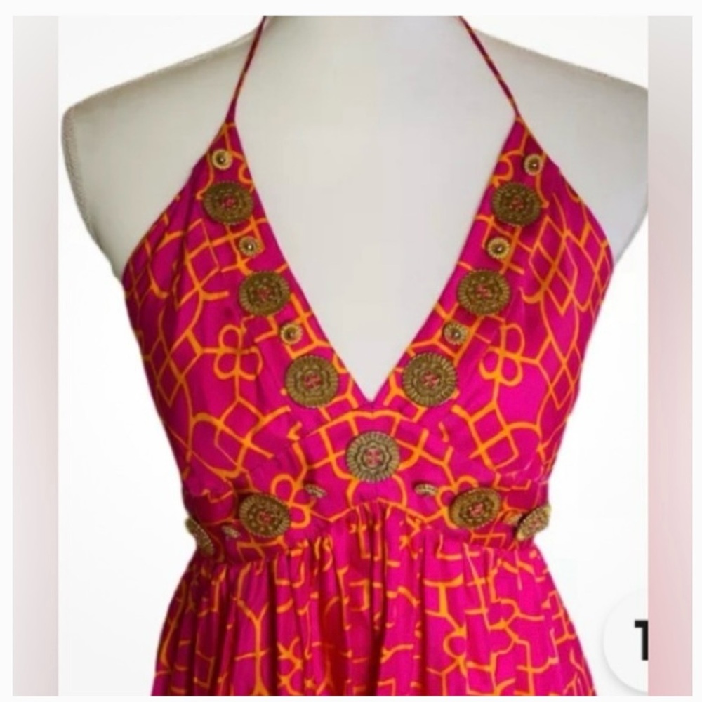 Milly Vibrant Pink Halter Maxi Dress EUC - Picture 2 of 8